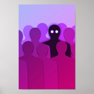 Spooky Ghost In People Crowd Horror Art Poster
