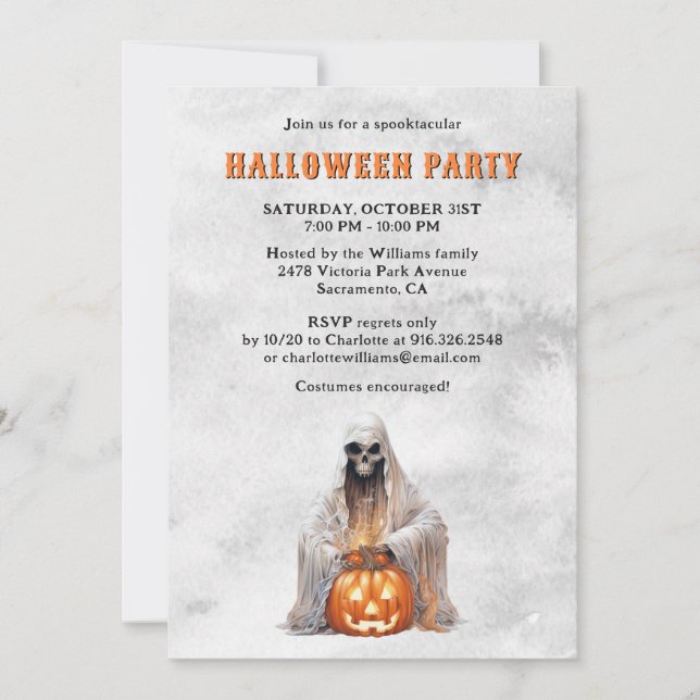 Spooky Ghost Jack O’Lantern Halloween Party  Invitation (Front)