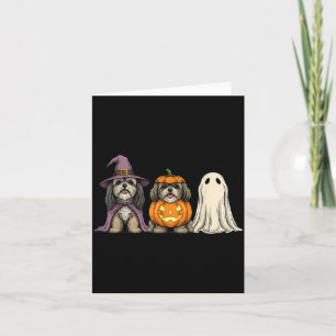 Spooky Ghost Lhasa Apso Pumpkin Halloween Dog Card