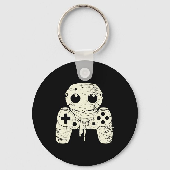Spooky Ghost Mummy Gaming Controller Halloween Gam Keychain (Front)