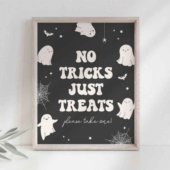 Spooky Ghost No Tricks Just Treats Halloween Sign (Creator Uploaded)