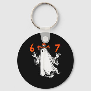Spooky Ghost Number 67 Halloween Haunted Six Seven Keychain