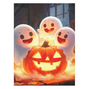 Spooky Ghost Pumpkin Party Glow Tablecloth
