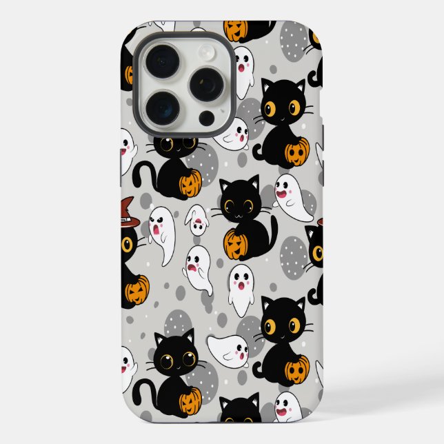 Spooky Ghost Pumpkin Paws iPhone Case (Back)