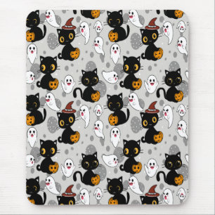 Spooky Ghost Pumpkin Paws Mouse Pad