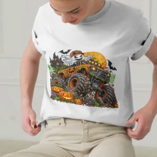 Spooky Ghost Pumpkin Truck T-Shirt