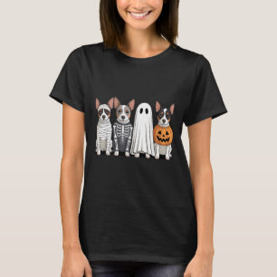 Spooky Ghost Rat Terrier Pumpkin Halloween Dog T-Shirt