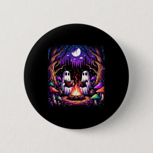 Spooky Ghost Reading Book Cottagecore Teacher  2 Inch Round Button