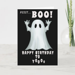 Spooky ghost retro black halloween Birthday Card