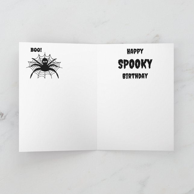 Spooky ghost retro black halloween Birthday Card (Inside)