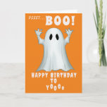 Spooky ghost retro halloween Birthday Card<br><div class="desc">Spooky ghost retro halloween birthday card.

Cute retro BOO! ghost.

Customizable inside.

Please check out our range of fun,  colourful,  exciting cards in a variety of themes !</div>