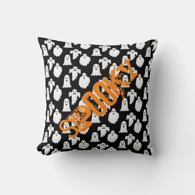 Spooky Ghost Throw Pillow (Front)