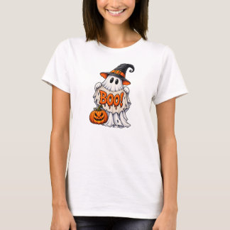 Spooky ghost with boo banner T-Shirt