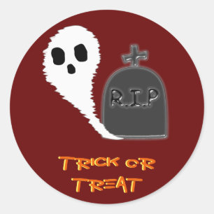 Spooky Ghost With Grave Halloween Sticker