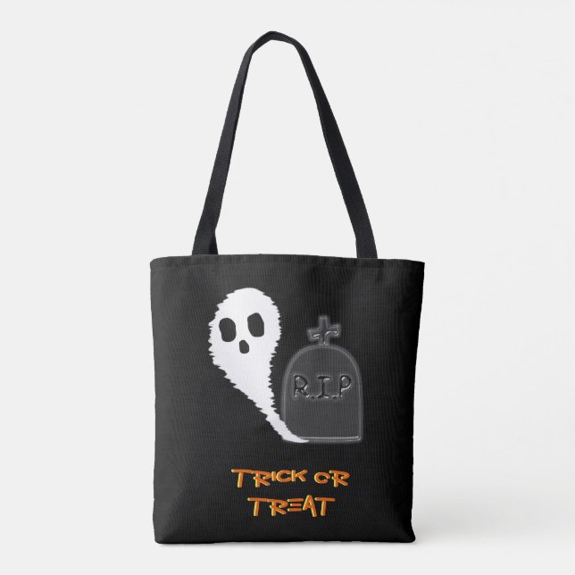 Spooky Ghost with Grave Halloween Tote Bag (Back)