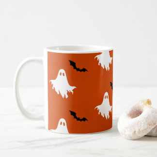 Spooky Ghosts and Bats Pattern Coffee Mug