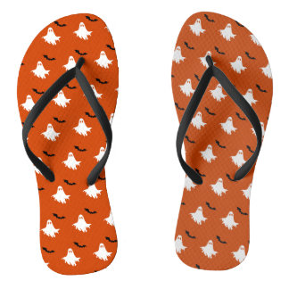Spooky Ghosts and Bats Pattern Flip Flops