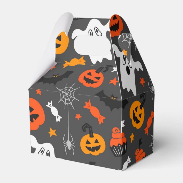 Spooky Ghosts and pumpkins Favor Box (Front Side)