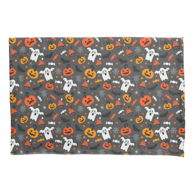 Spooky Ghosts and pumpkins Pillowcase (Front)