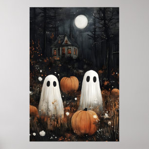 Spooky Ghosts in Castle Print, Dark Academia Poster