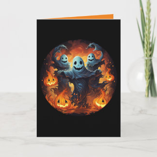 Spooky Ghosts & Jack-O-Lantern Pumpkins Halloween Card
