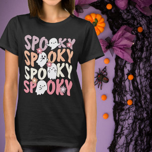 Spooky Ghosts Pink Peach Halloween T-Shirt