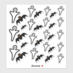 Spooky Ghosts & Scary Bats Halloween Stickers