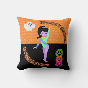 Spooky Ghoul Gymnastics Monster Gymnast Halloween Throw Pillow