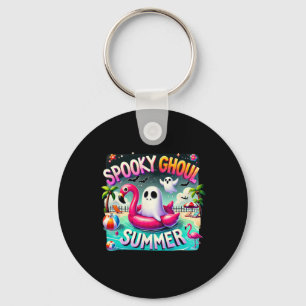 Spooky Ghoul Summer Cute Ghost Flamingo Hello Summ Keychain