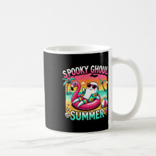 Spooky Ghoul Summer Cute Ghost Flamingo Summer Vac Coffee Mug