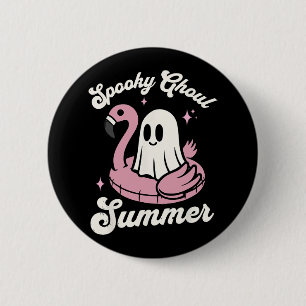 Spooky Ghoul Summer Cute Ghost Flamingo Summer Vib 2 Inch Round Button