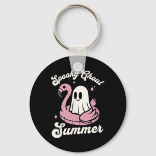 Spooky Ghoul Summer Cute Ghost Flamingo Summer Vib Keychain