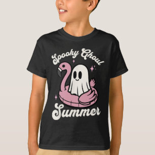 Spooky Ghoul Summer Cute Ghost Flamingo Summer Vib T-Shirt
