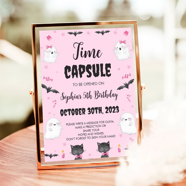 Spooky Girl Halloween Cute Ghost Time Capsule Sign (Creator Uploaded)