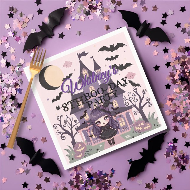Spooky Girl Purple Birthday Party Napkin (Spooky Girl Purple Birthday Party Napkins)