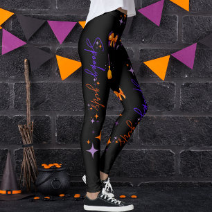 Spooky Girls Halloween Purple Orange & Black  Leggings