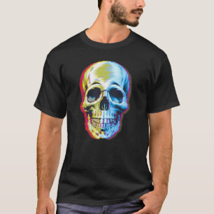 Spooky Glitch Skull Halloween T-Shirt