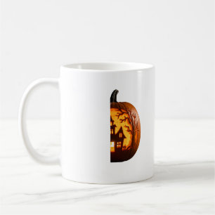 Spooky Glow Halloween Carved Pumpkin Coffee Mug