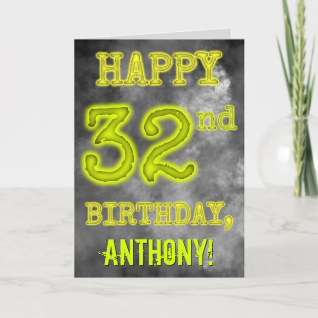 Spooky Glowing Aura Look "HAPPY 32nd BIRTHDAY" Card (Front)