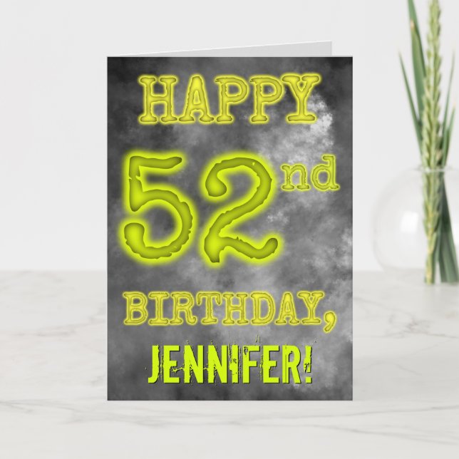 Spooky Glowing Aura Look "HAPPY 52nd BIRTHDAY" Card (Front)