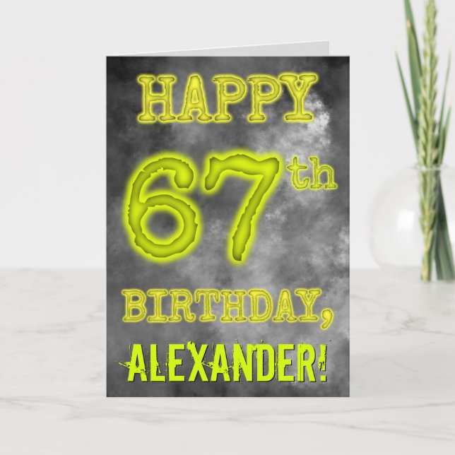 Spooky Glowing Aura Look "HAPPY 67th BIRTHDAY" Card (Front)