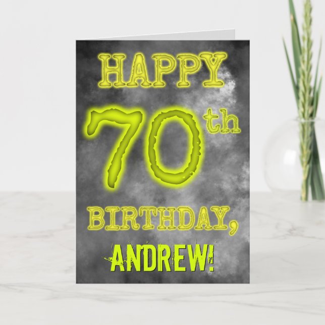 Spooky Glowing Aura Look "HAPPY 70th BIRTHDAY" Card (Front)
