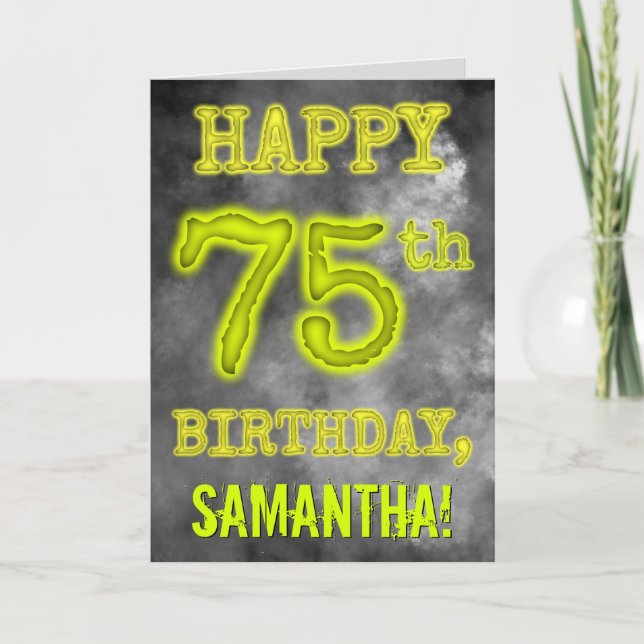 Spooky Glowing Aura Look "HAPPY 75th BIRTHDAY" Card (Front)