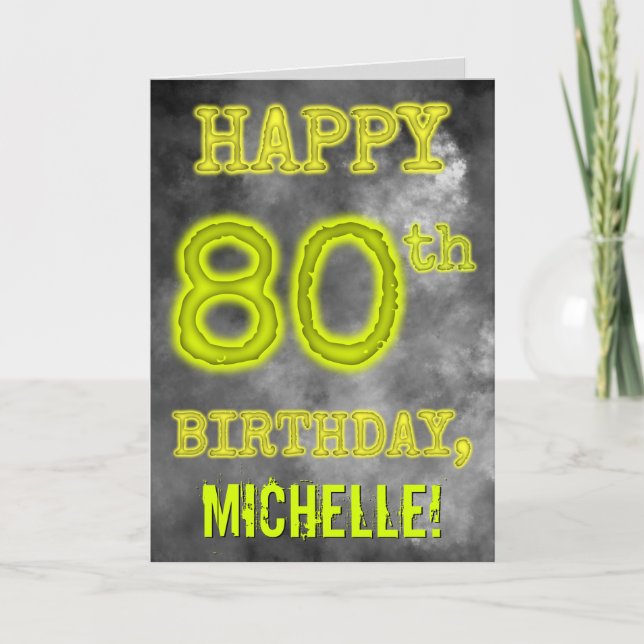 Spooky Glowing Aura Look "HAPPY 80th BIRTHDAY" Card (Front)