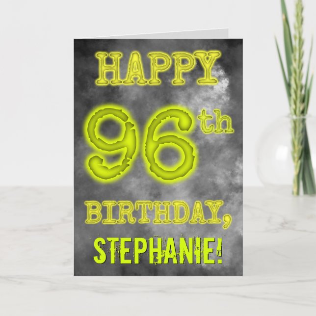 Spooky Glowing Aura Look "HAPPY 96th BIRTHDAY" Card (Front)