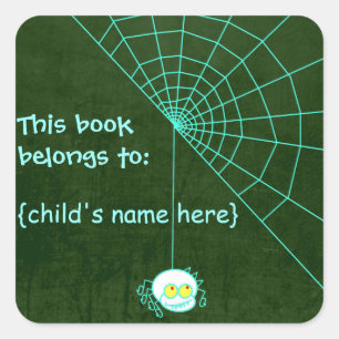 Spooky Glowing Ghostly Spider - Book Belongs To Square Sticker