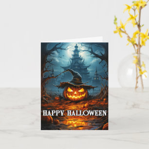 Spooky Glowing Halloween Pumpkin Card