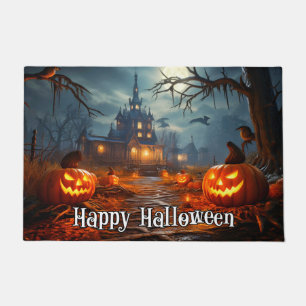 Spooky Glowing Halloween Pumpkins Doormat