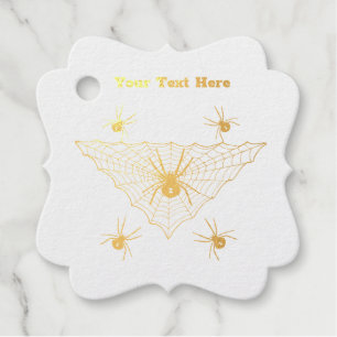 Spooky Gold Spiders in Triangular Web Grey  Favour Tags