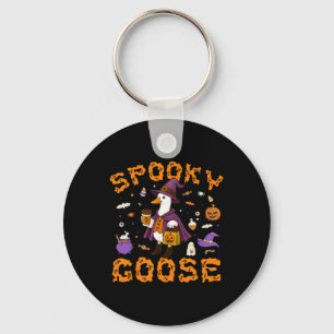 Spooky Goose Funny Coffee Halloween Witch Women Gi Keychain
